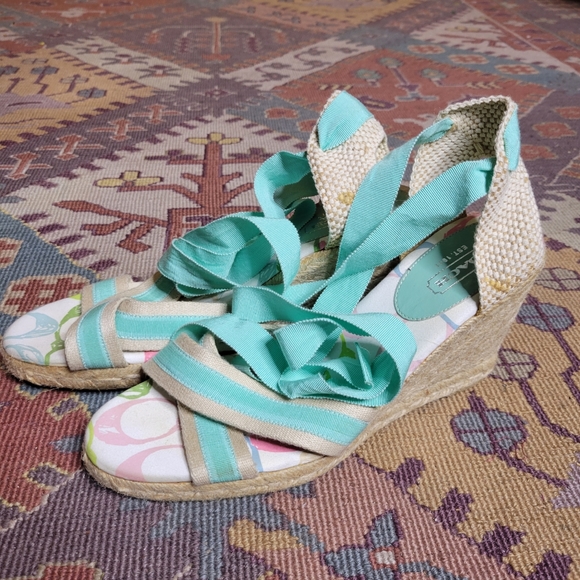 Coach Shoes - Coach Pastel Wedge Espadrilles Size 11